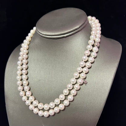 Mikimoto Estate Akoya Pearl Diamond Necklace 36" 18k Gold 8 mm Certified $13,950 401397