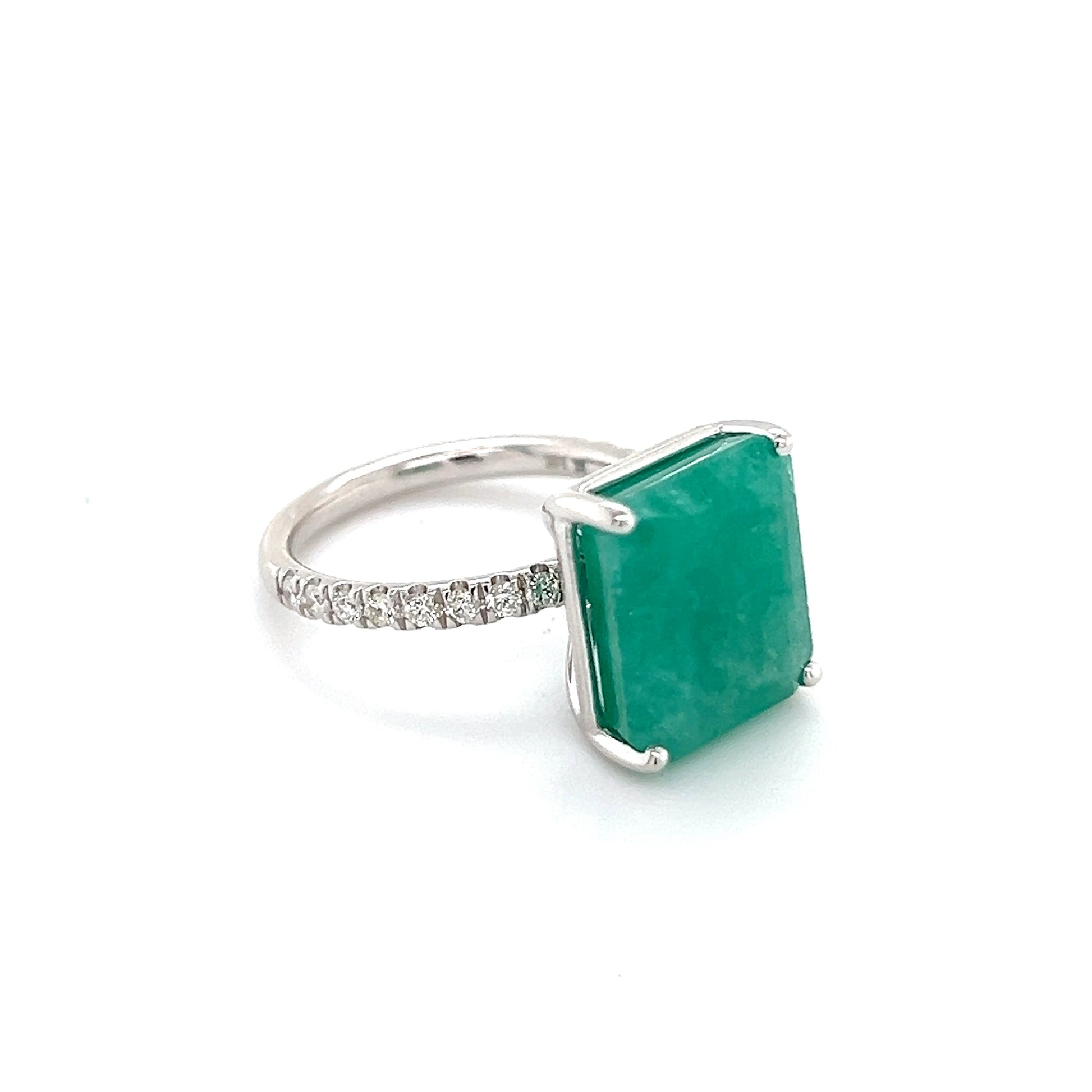 Natural Emerald Diamond Ring Size 6.5 14k White Gold 8.27 TCW Certified $4,950 310998