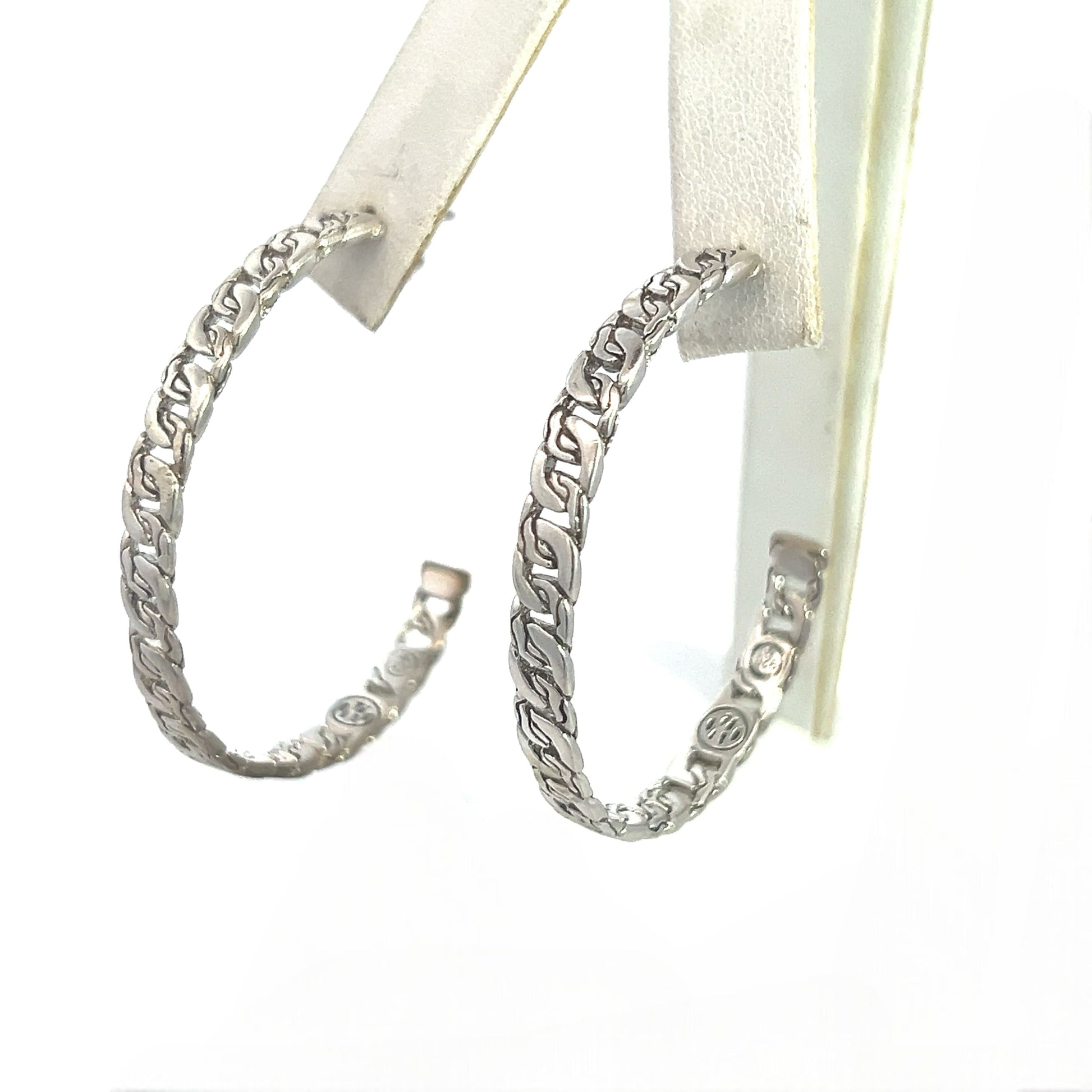 John Hardy Estate XL 2" Cable Chain Hoop Earrings Silver JH96