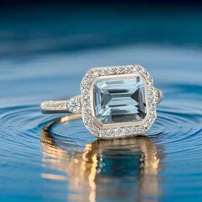 Natural Aquamarine Diamond Ring 6.5 14k White Gold 3.05 TCW Certified $3,950 310652