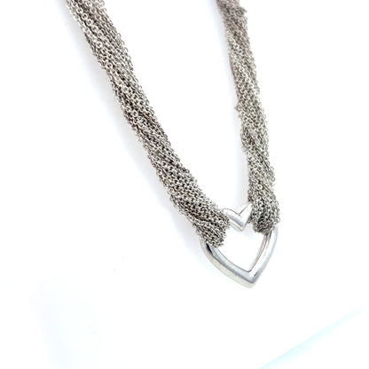 Tiffany & Co Estate Multi Strand Heart Toggle Necklace 15" Silver TIF748