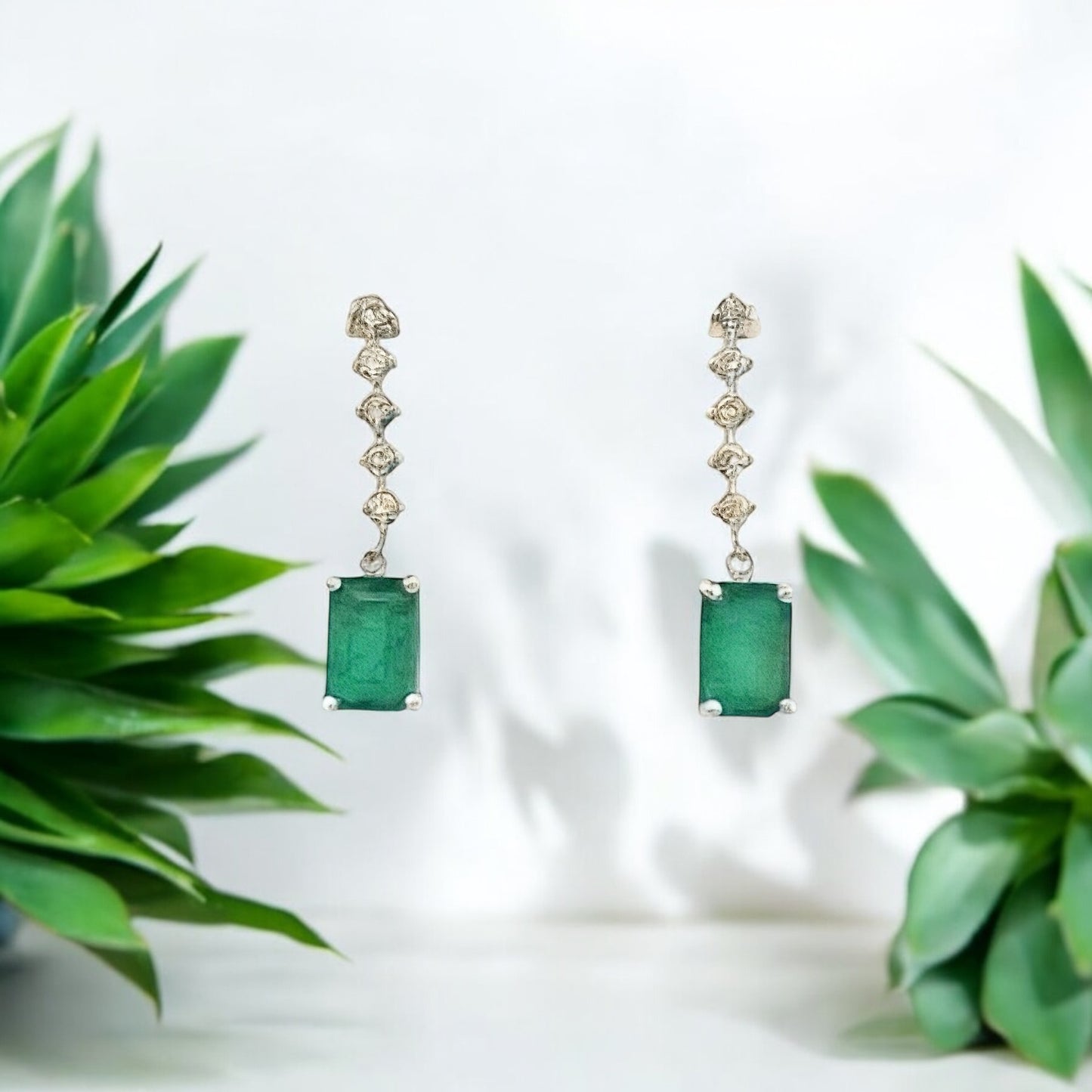 Natural Emerald Diamond Dangle Earrings 14k W Gold 3 TCW Certified $5,950 111555