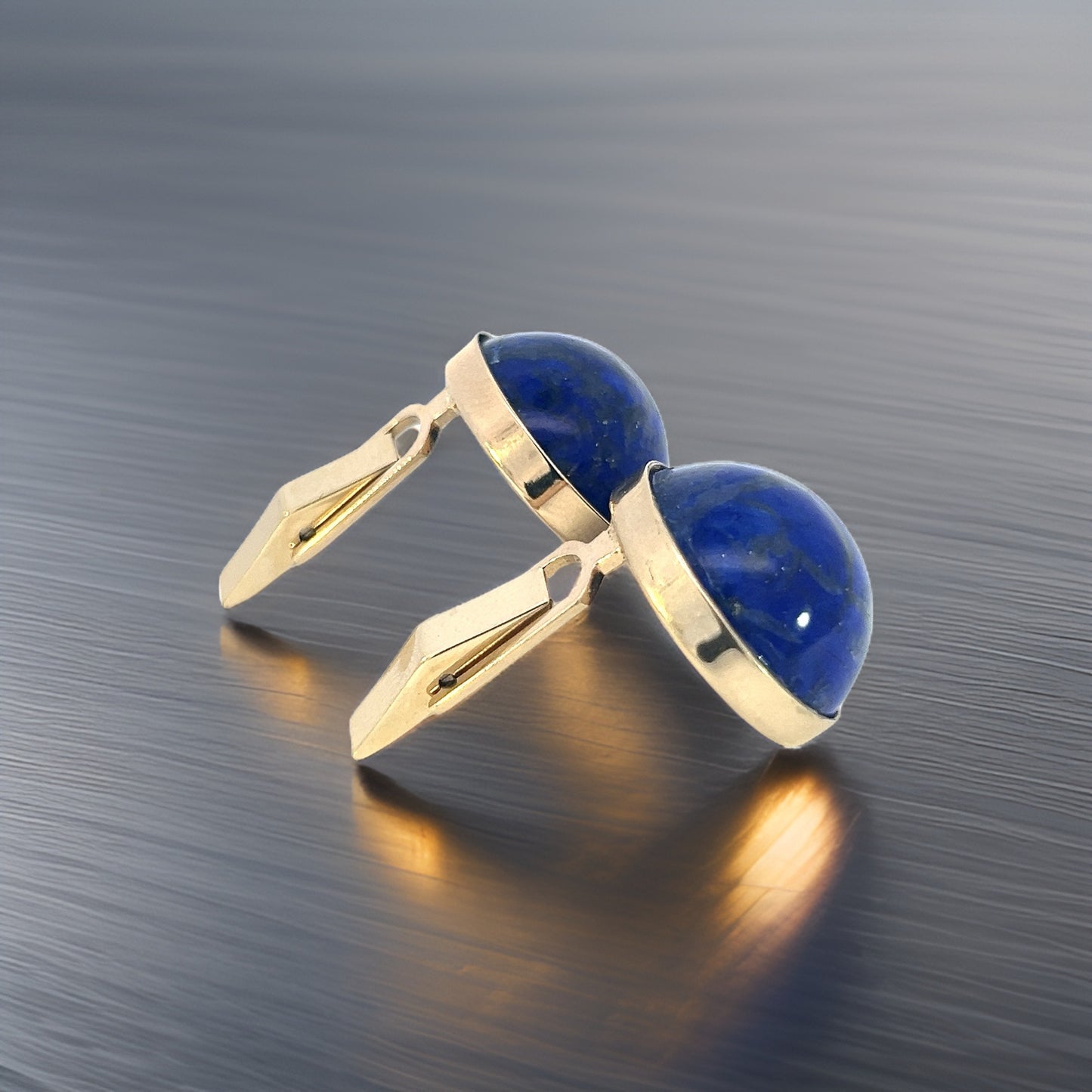 Natural Lapis Lazuli Cufflinks 14k Y Gold 40 CTW Certified $3,450 311039