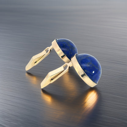 Natural Lapis Lazuli Cufflinks 14k Y Gold 40 CTW Certified $3,450 311039 - Certified Fine Jewelry