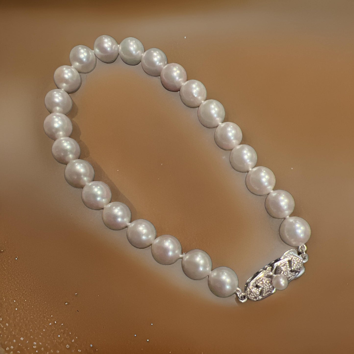 Mikimoto Estate Akoya Pearl Bracelet 8" Silver 7.5-8 mm M406