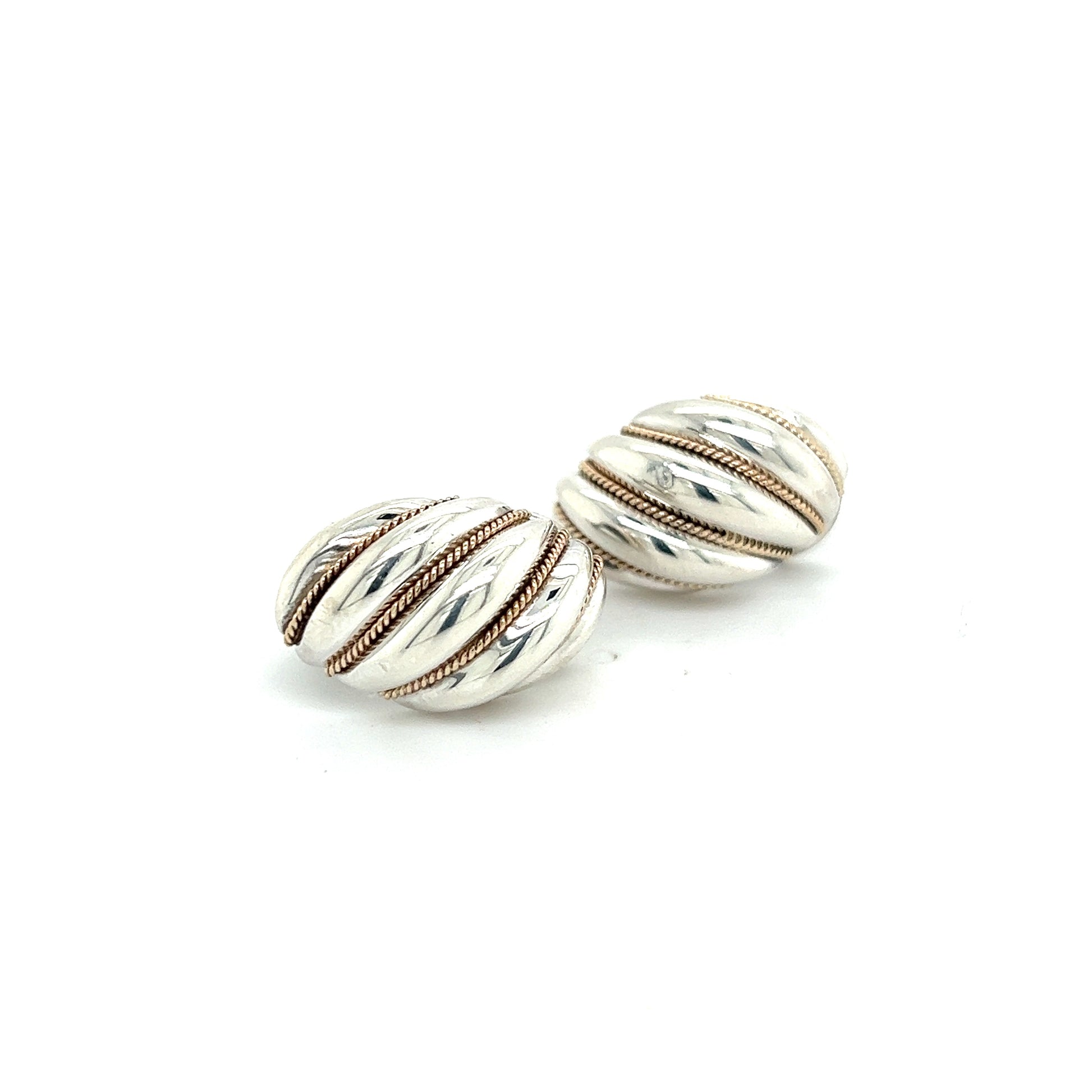 Tiffany & Co Estate Shrimp Earrings 18k Gold + Sterling Silver TIF563 - Certified Fine Jewelry