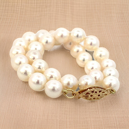 Akoya Pearl Bracelet 7" Size 14k Yellow Gold 6 mm Certified $599 311633