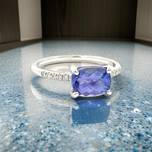 Natural Tanzanite Diamond Ring Size 6.5 14k W Gold 1.79 TCW Certified $3,950 310606