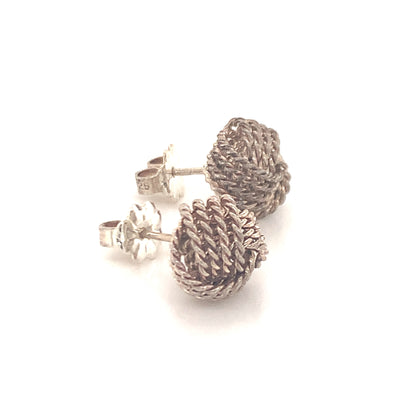 Tiffany & Co Estate Love Knot Earrings Sterling Silver TIF585
