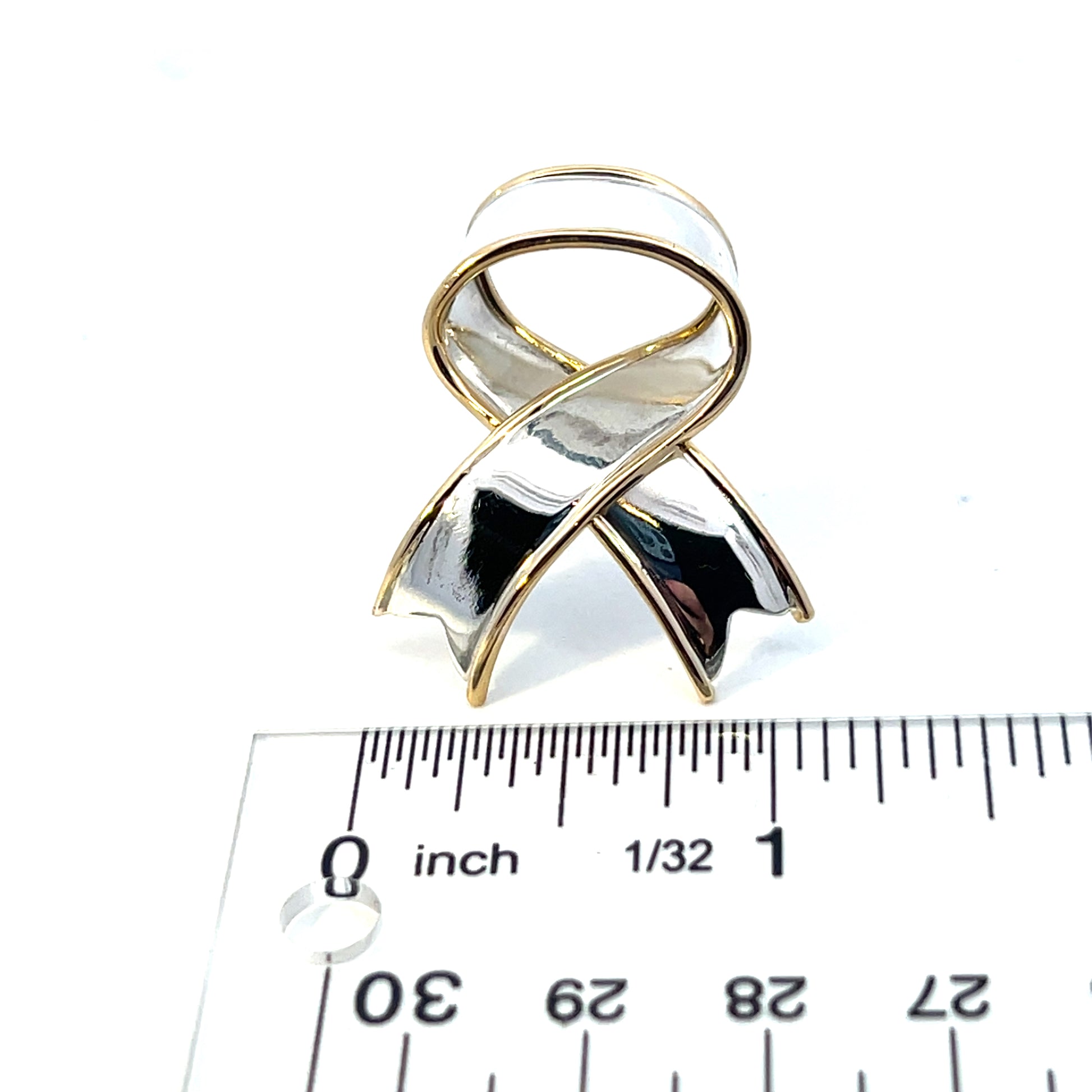 Tiffany & Co Estate Ribbon Pin Brooch 18k Gold & Silver TIF747