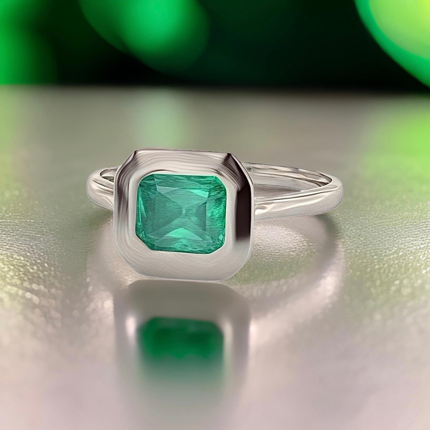 Natural Solitaire Colombian Emerald Ring Size 6.5 14k White Gold 1.22 Cts Certified $3,950 310580