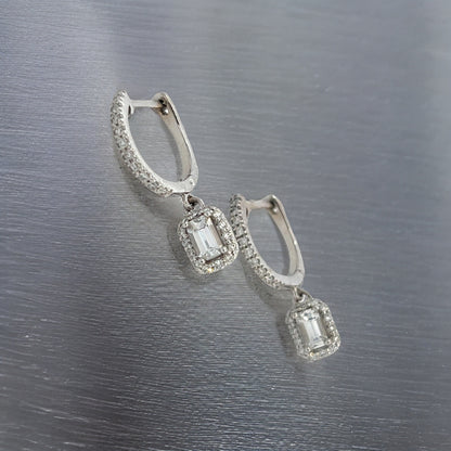 Natural Sapphire Diamond Dangle Earrings 14k WG 1.16 TCW Certified $4,250 211177