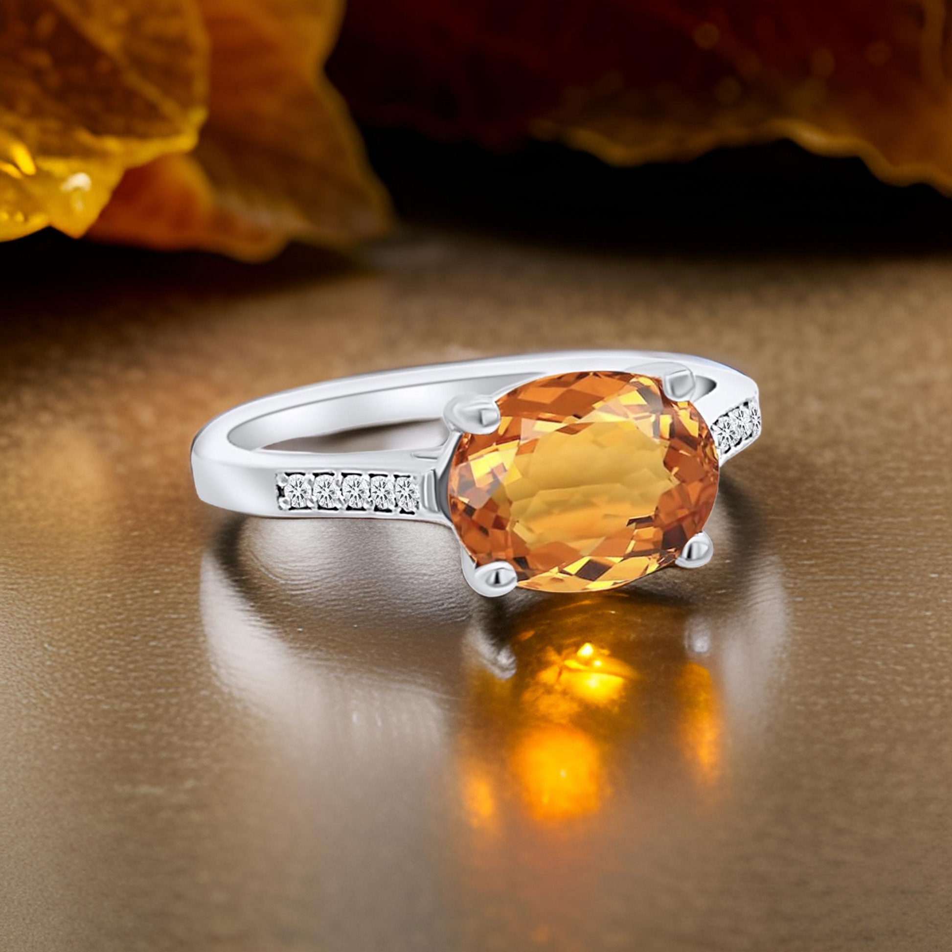 Natural Orange Sapphire Diamond Ring 6.75 14k W Gold 2.6 TCW Certified $4,950 310584