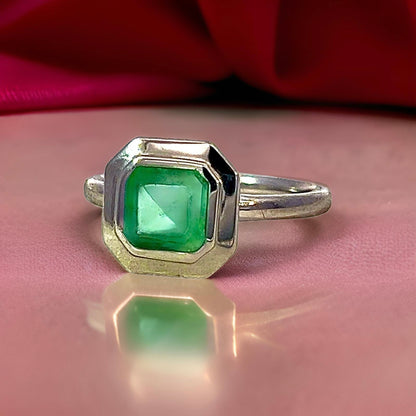 Natural Solitaire Colombian Emerald Ring 6.5 14k W Gold 1.35 Cts Certified $3,950 310576