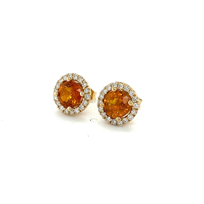 Natural Orange Sapphire Diamond Stud Earrings 14k WG 3.54 TCW Certified $5,975 216662