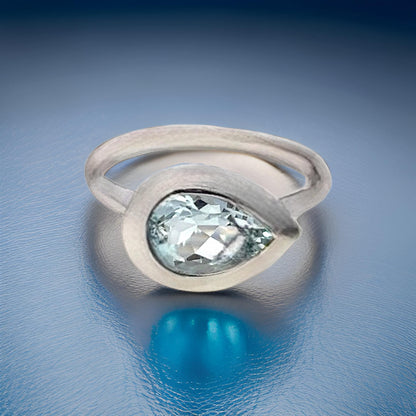 Natural Solitaire Aquamarine Ring Size 6.5 14k W Gold 1.60 Cts Certified $3,950 310625