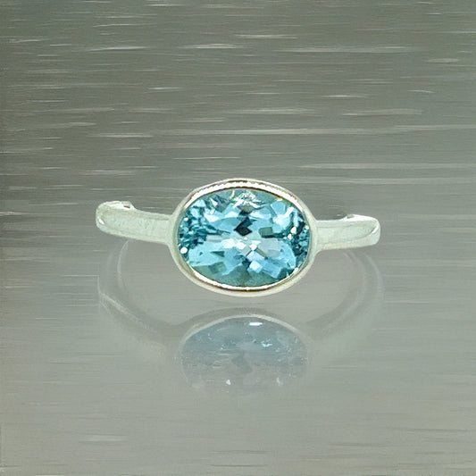 Natural Aquamarine Ring 6.5 14k W Gold 1.64 TCW Certified $1,950 221341 - Certified Fine Jewelry