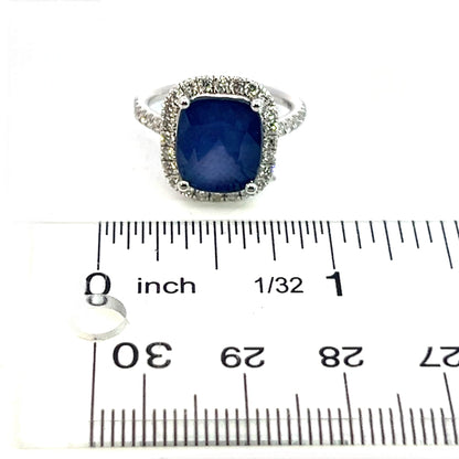 Natural Sapphire Diamond Ring Size 6.5 14k White Gold 6.35 Certified $7,950 311008