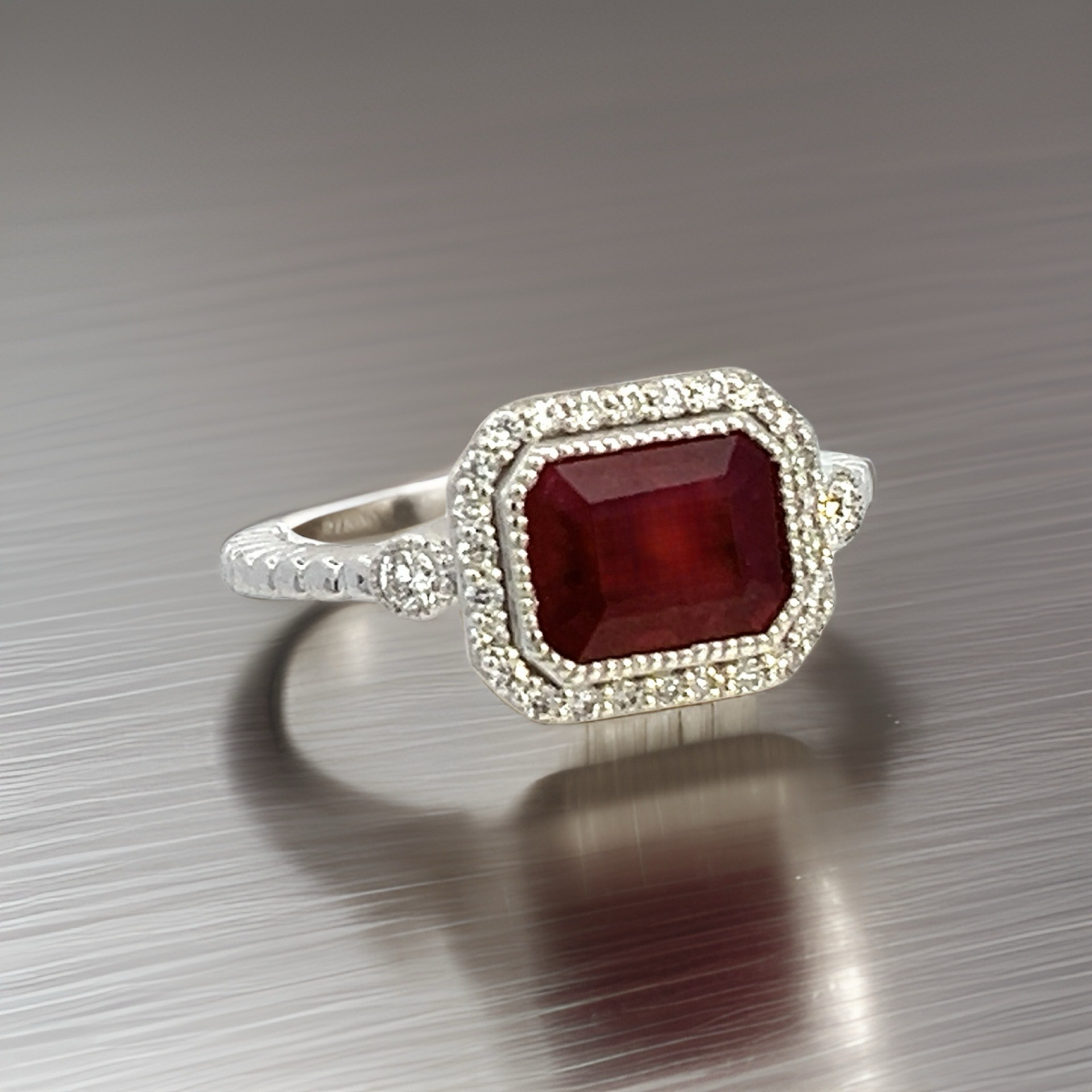 Natural Ruby and White Sapphire Ring 6.5 14k W Gold 2.46 TCW Certified $3,950 310638