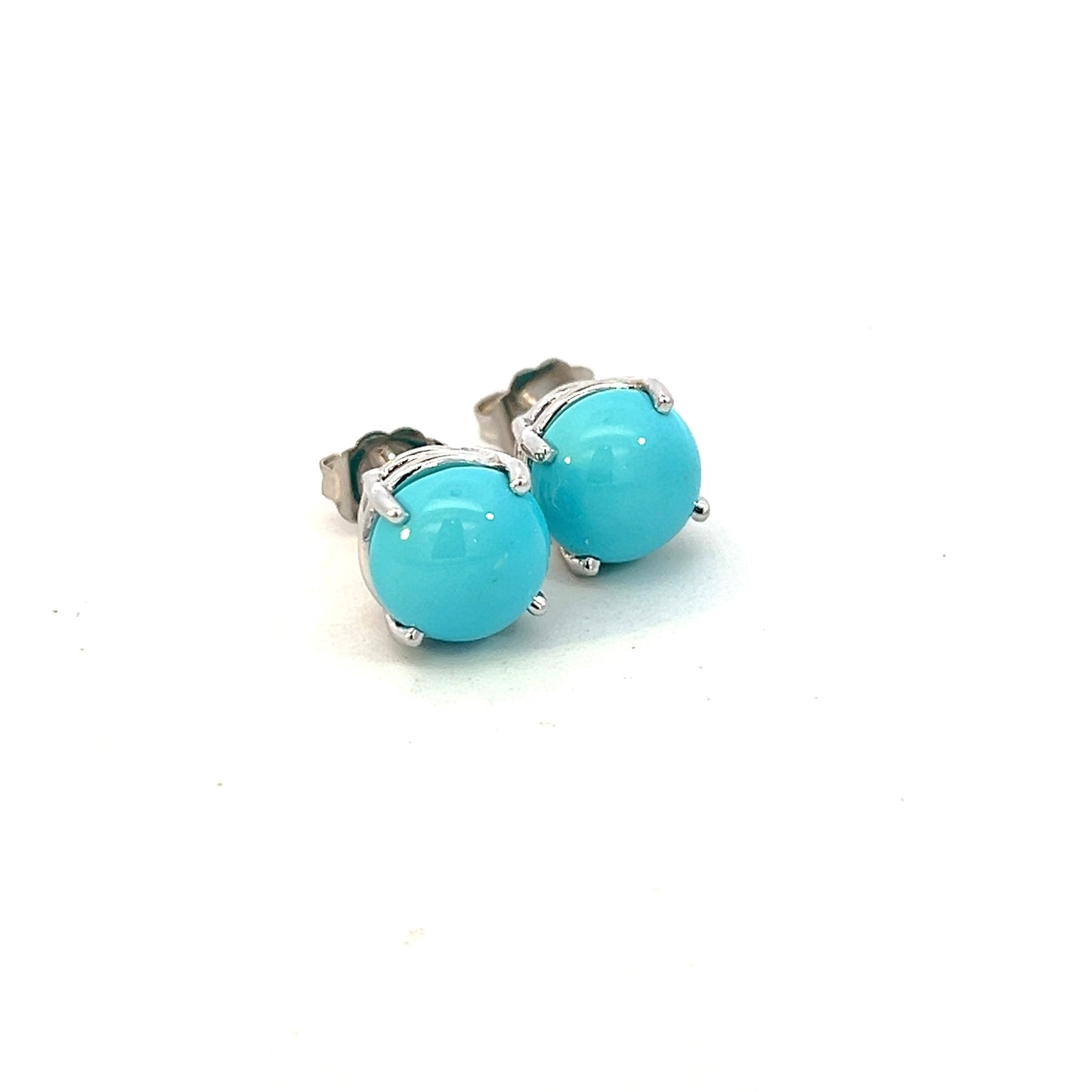 Natural Persian Turquoise Stud Earrings 14k White Gold 5.01 Cts Certified $1,290 311050