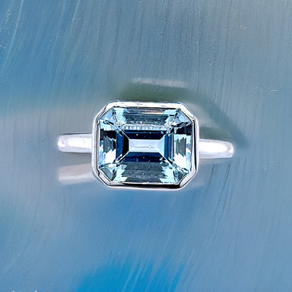 Natural Aquamarine Ring 6.5 14k White Gold 3.21 TCW Certified $2,190 221344 - Certified Fine Jewelry