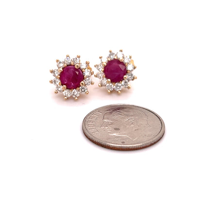 Natural Ruby Diamond Earrings 14k Yellow Gold 2.20 TCW Certified $2,595 121103 - Certified Fine Jewelry