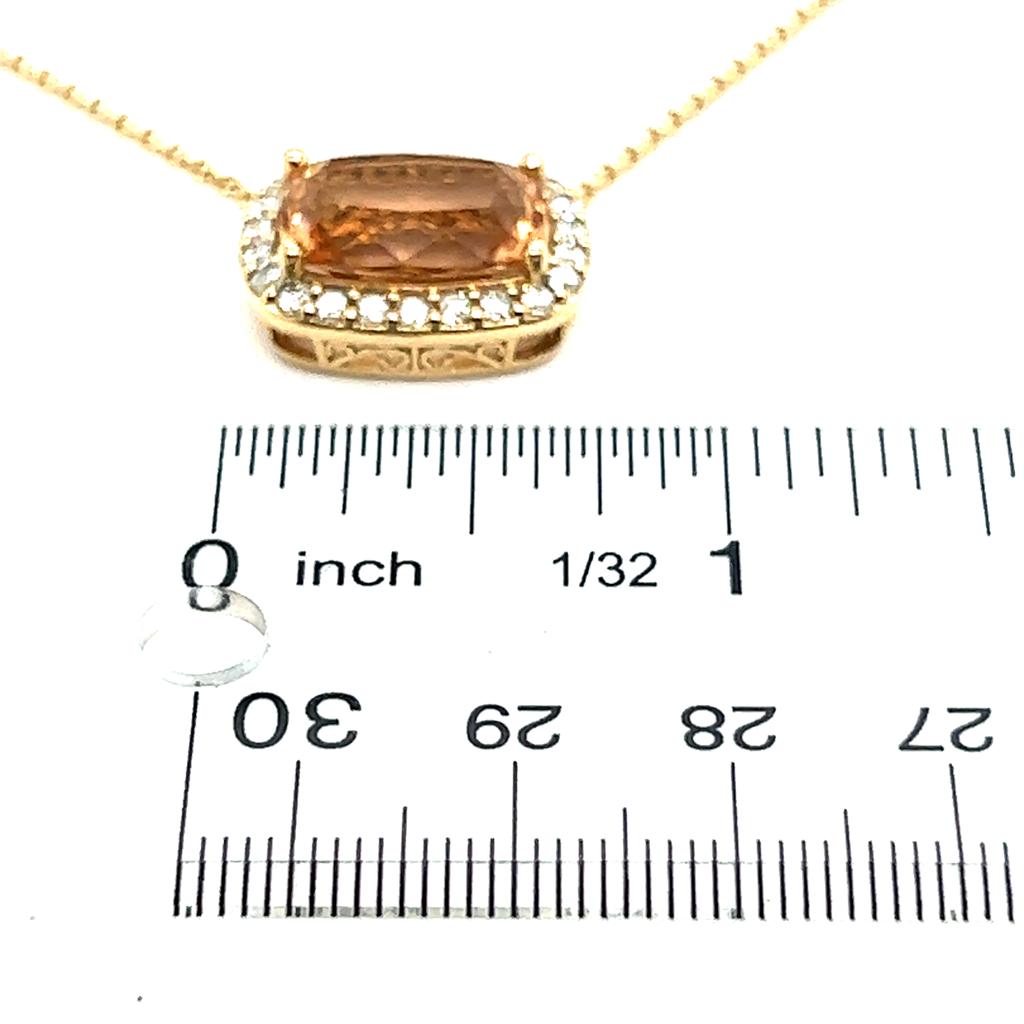 Diamond Morganite Pendant Necklace 14k Gold 7.35 TCW Certified $5,950 213256 - Certified Fine Jewelry
