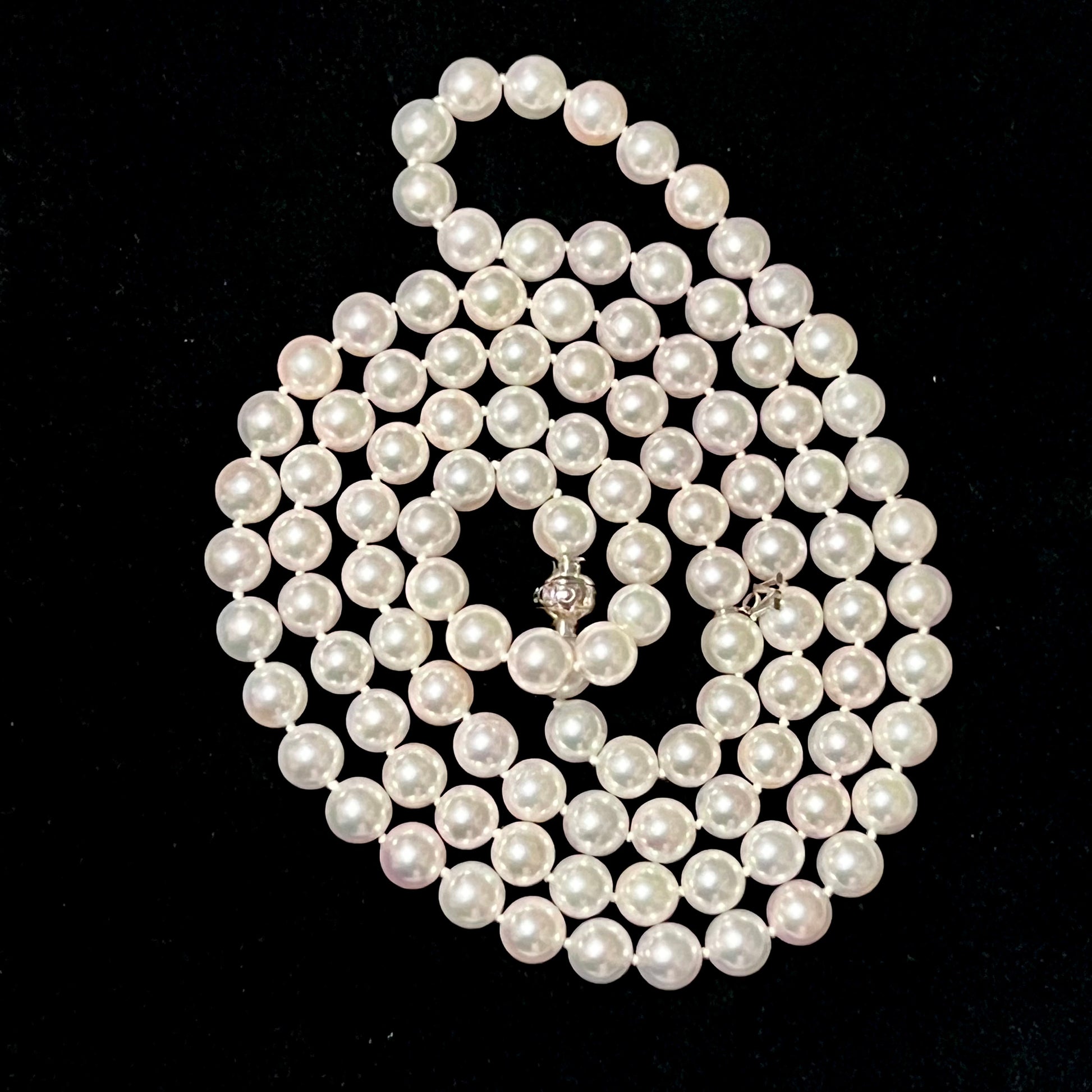 Mikimoto Estate Akoya Pearl Diamond Necklace 36" 18k Gold 8 mm Certified $13,950 401397