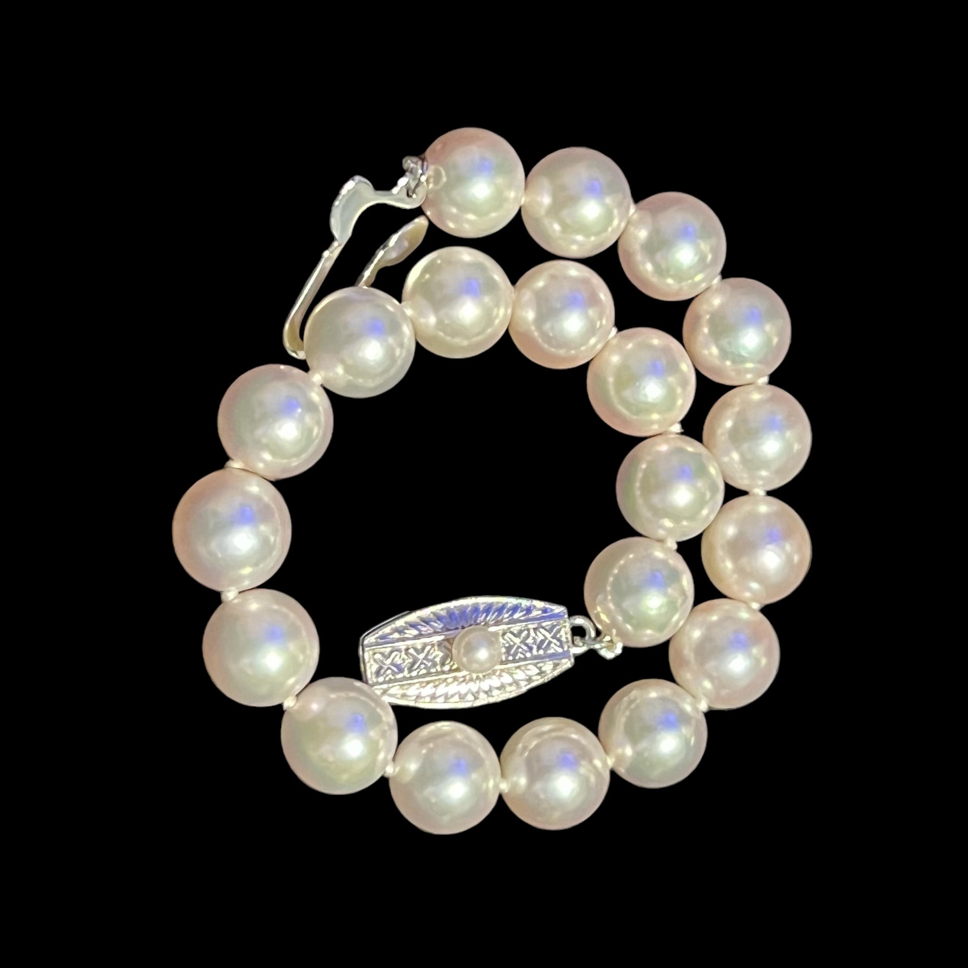 Mikimoto Estate Akoya pearl Bracelet 7" Sterling Silver 6 mm M397