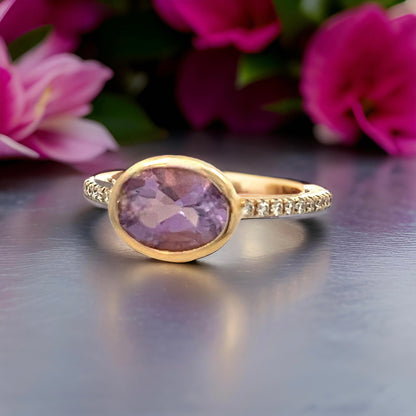 Natural Amethyst Diamond Ring Size 6.5 14k Y Gold 1.87 TCW Certified $2,690 221292