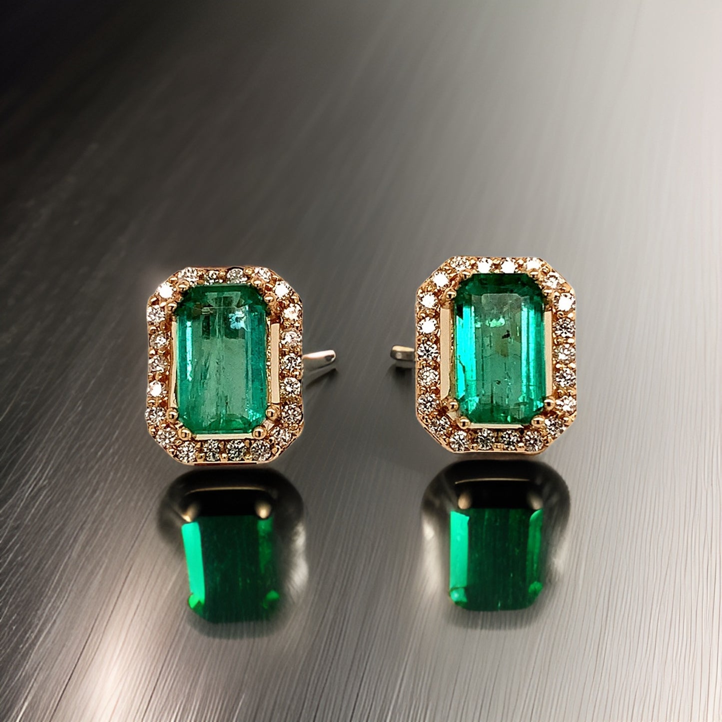 Natural Emerald Diamond Stud Earrings 14k Y Gold 1.85 TCW Certified $3,950 111884 - Certified Fine Jewelry
