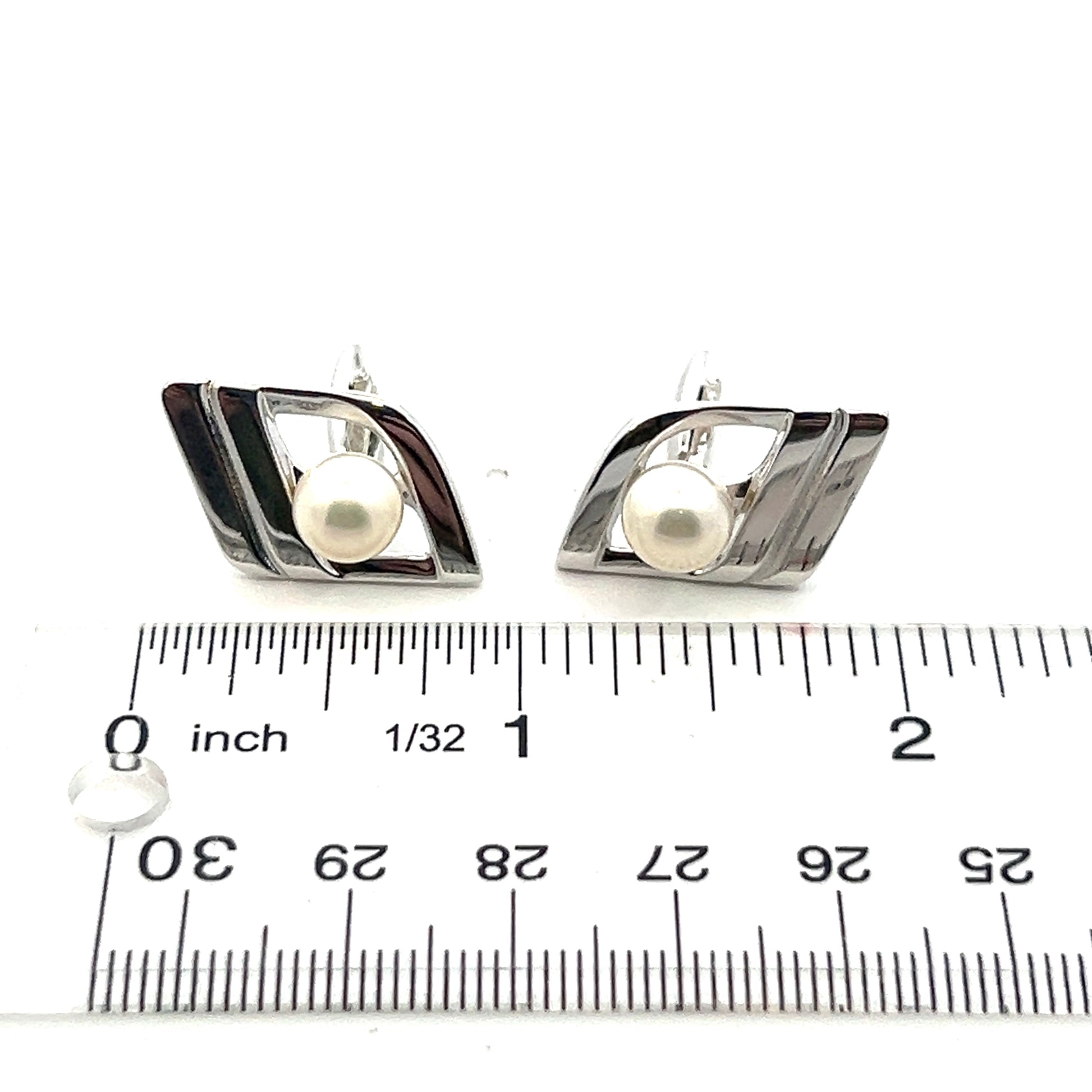 Mikimoto Estate Akoya Pearl Cufflinks Silver 7.50 mm M400