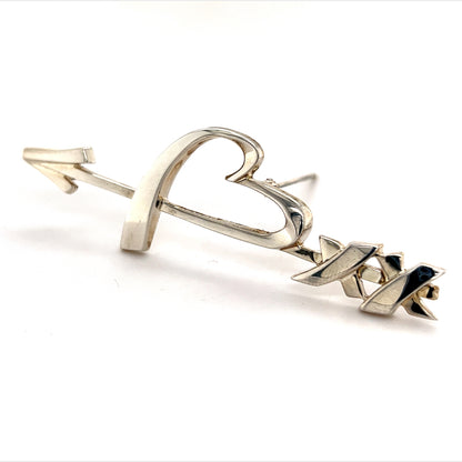 Tiffany & Co Estate Heart Arrow Brooch Silver By Paloma Picasso TIF583