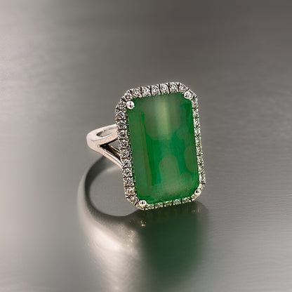Natural Emerald Diamond Ring 6.5 14k White Gold 12.08 TCW Certified $5,950 311005