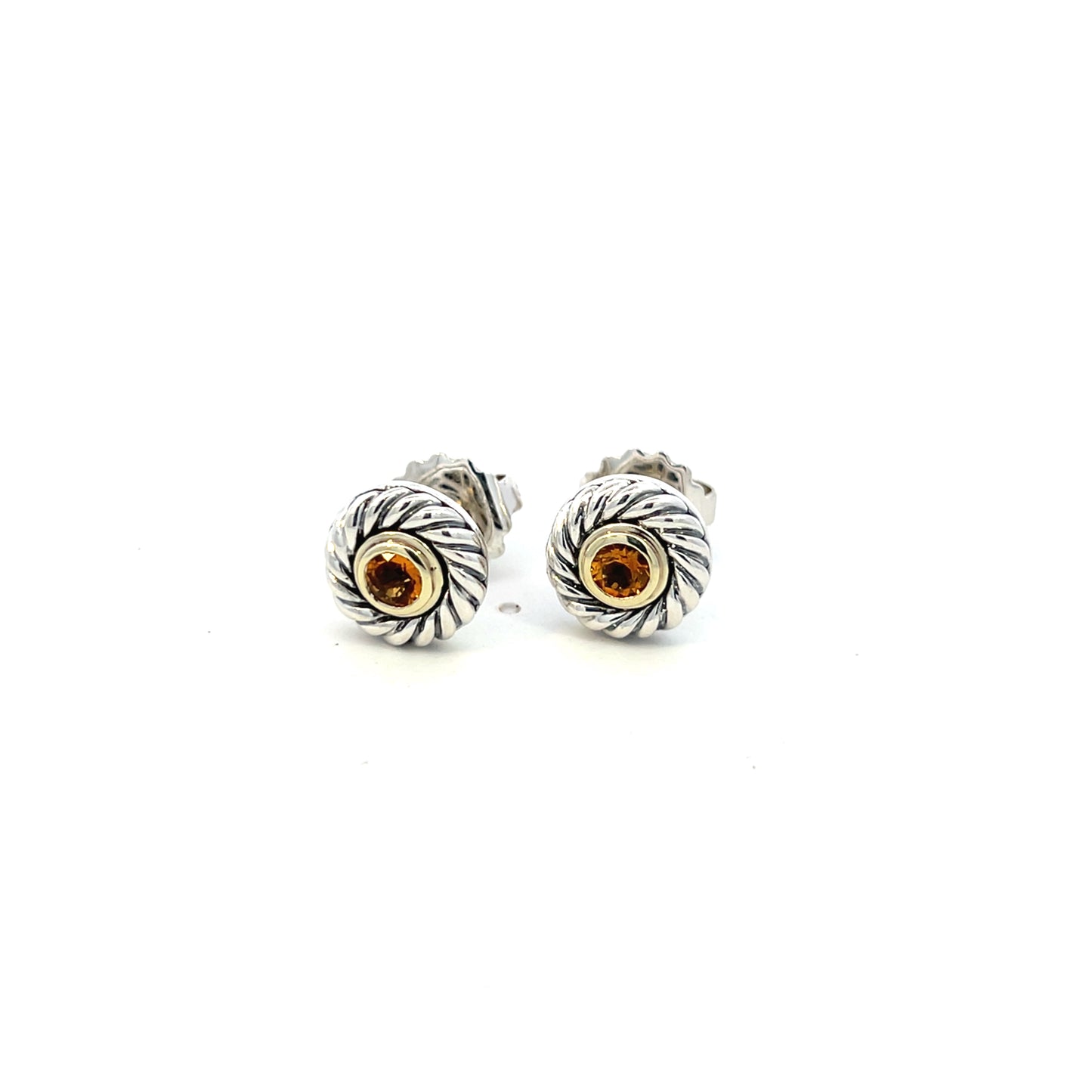 David Yurman Authentic Estate Citrine Stud Earrings 14k + Silver DY515