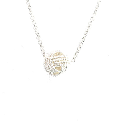 Tiffany & Co Estate Love Knot Necklace 17" Silver TIF650