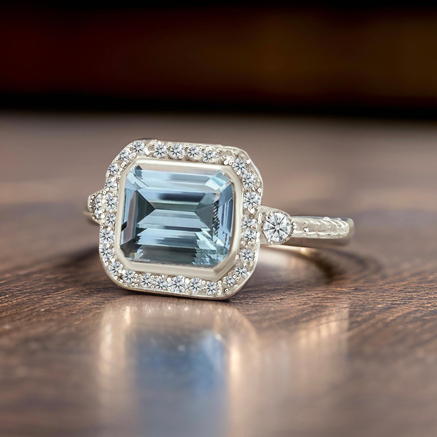 Natural Aquamarine Diamond Ring 6.5 14k White Gold 3.05 TCW Certified $3,950 310652