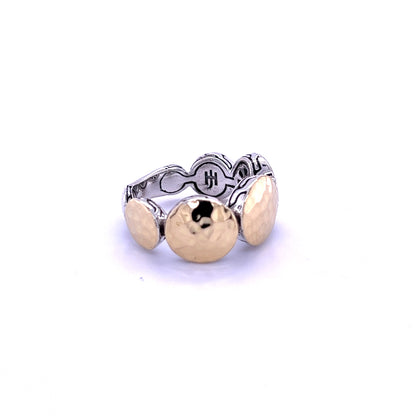 John Hardy Estate Palu Hammered Ring 5 18k + Silver JH66 - Certified Fine Jewelry