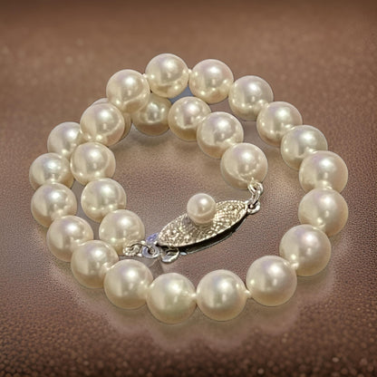 Mikimoto Estate Akoya Pearl Bracelet 7" Sterling Silver 6 mm M399