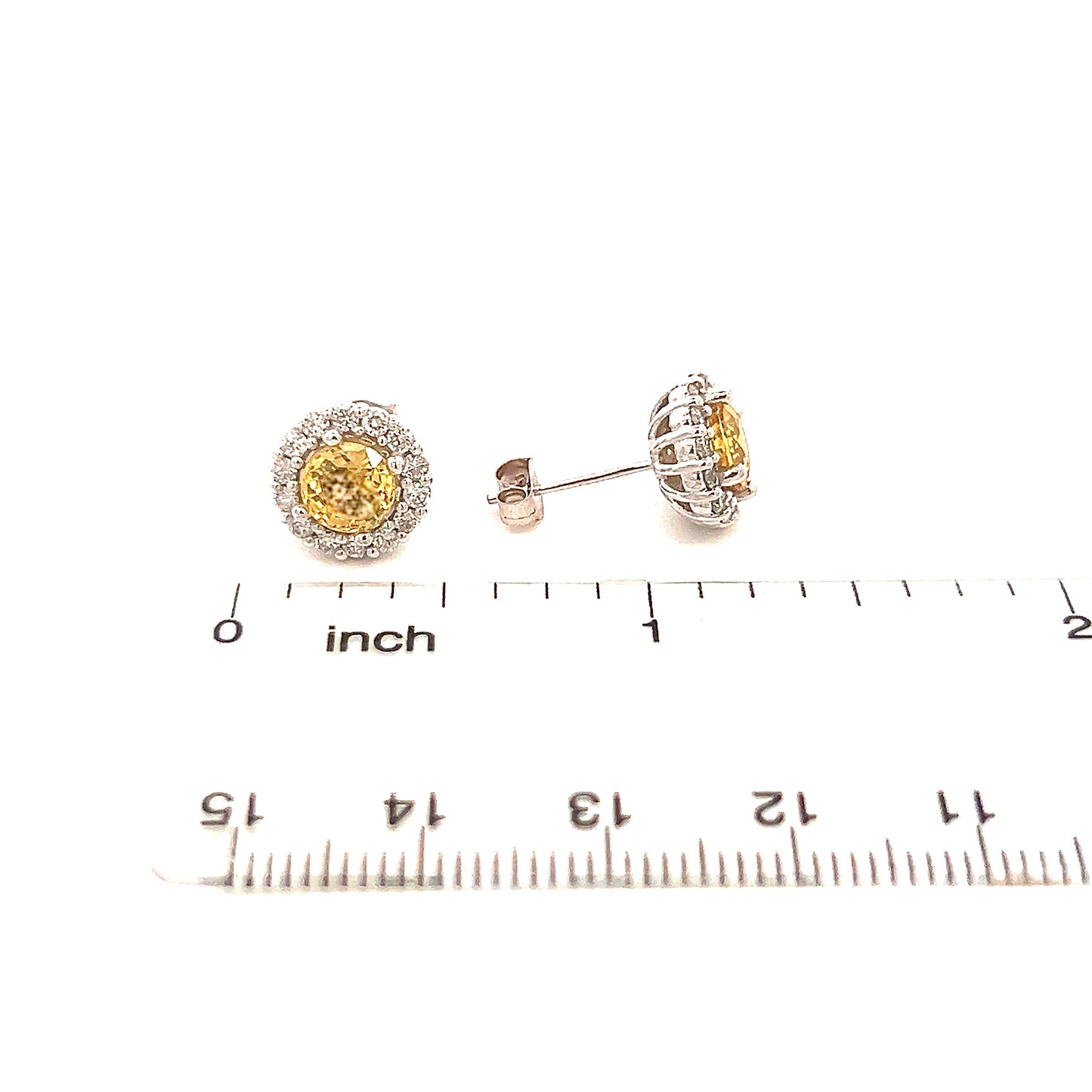 Natural Sapphire Diamond Stud Earrings 14k W Gold 2.84 TCW Certified $4,950 215620