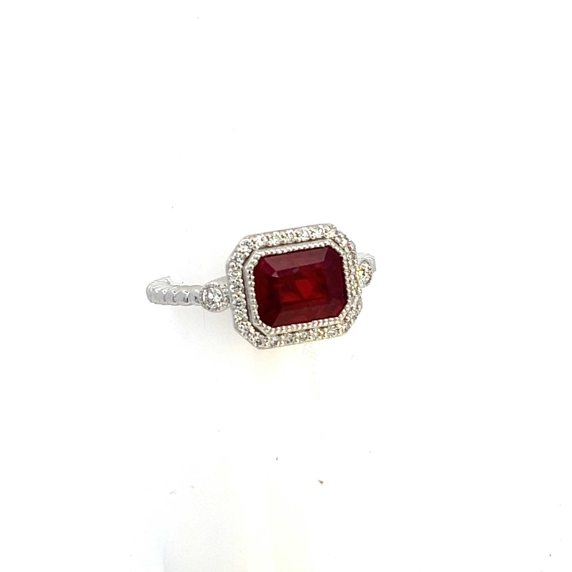 Natural Ruby and White Sapphire Ring 6.5 14k W Gold 2.46 TCW Certified $3,950 310638