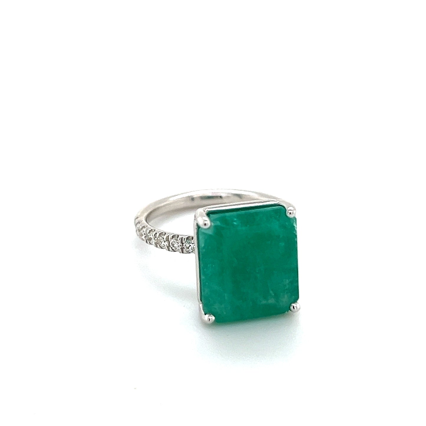 Natural Emerald Diamond Ring Size 6.5 14k White Gold 8.27 TCW Certified $4,950 310998