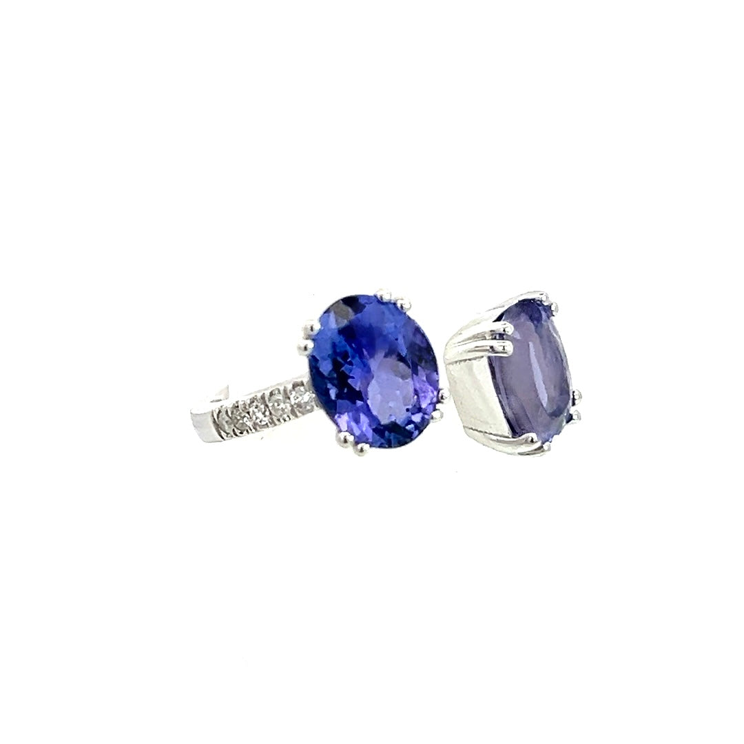 Natural Tanzanite Diamond Ring Size 6 14k W Gold 4 TCW Certified $5,950 402664