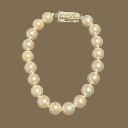 Mikimoto Estate Akoya Pearl Bracelet 7.25" Sterling Silver 8.5 mm M398