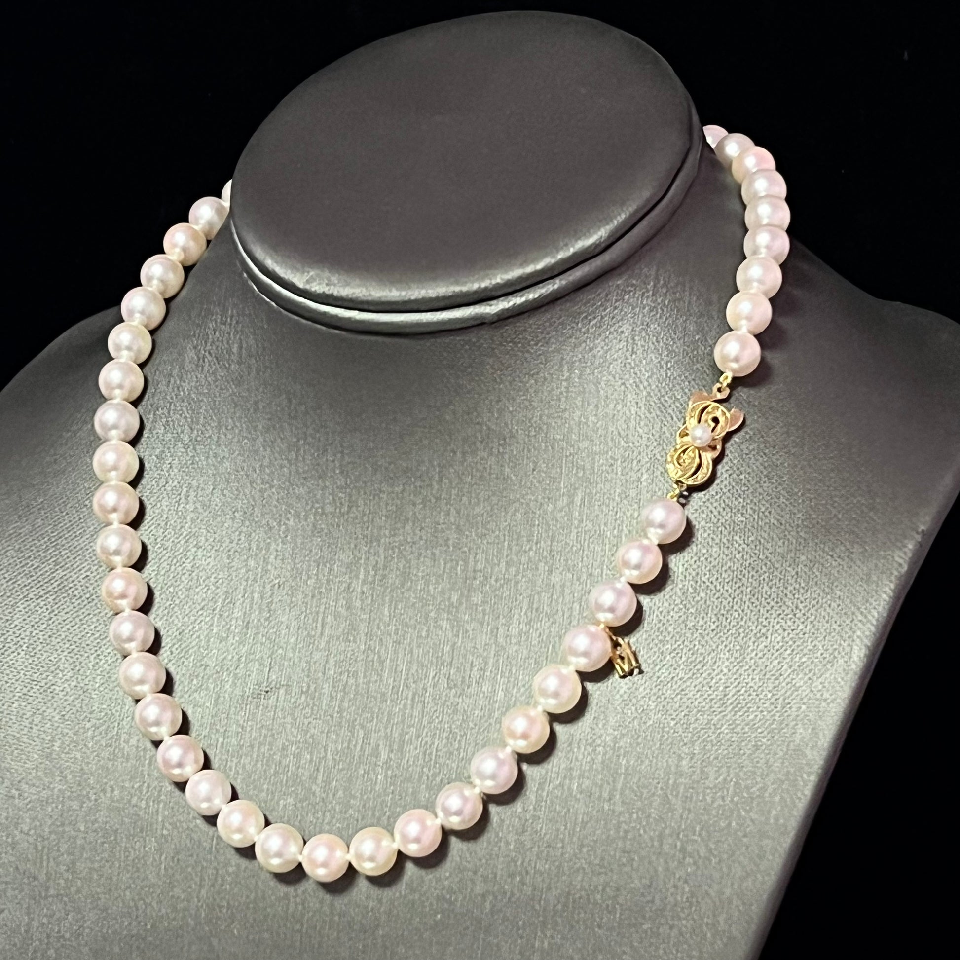 Mikimoto Estate Akoya Pearl Necklace 17" 18k Y Gold 8 mm Certified $11,450 311934 - Certified Fine Jewelry