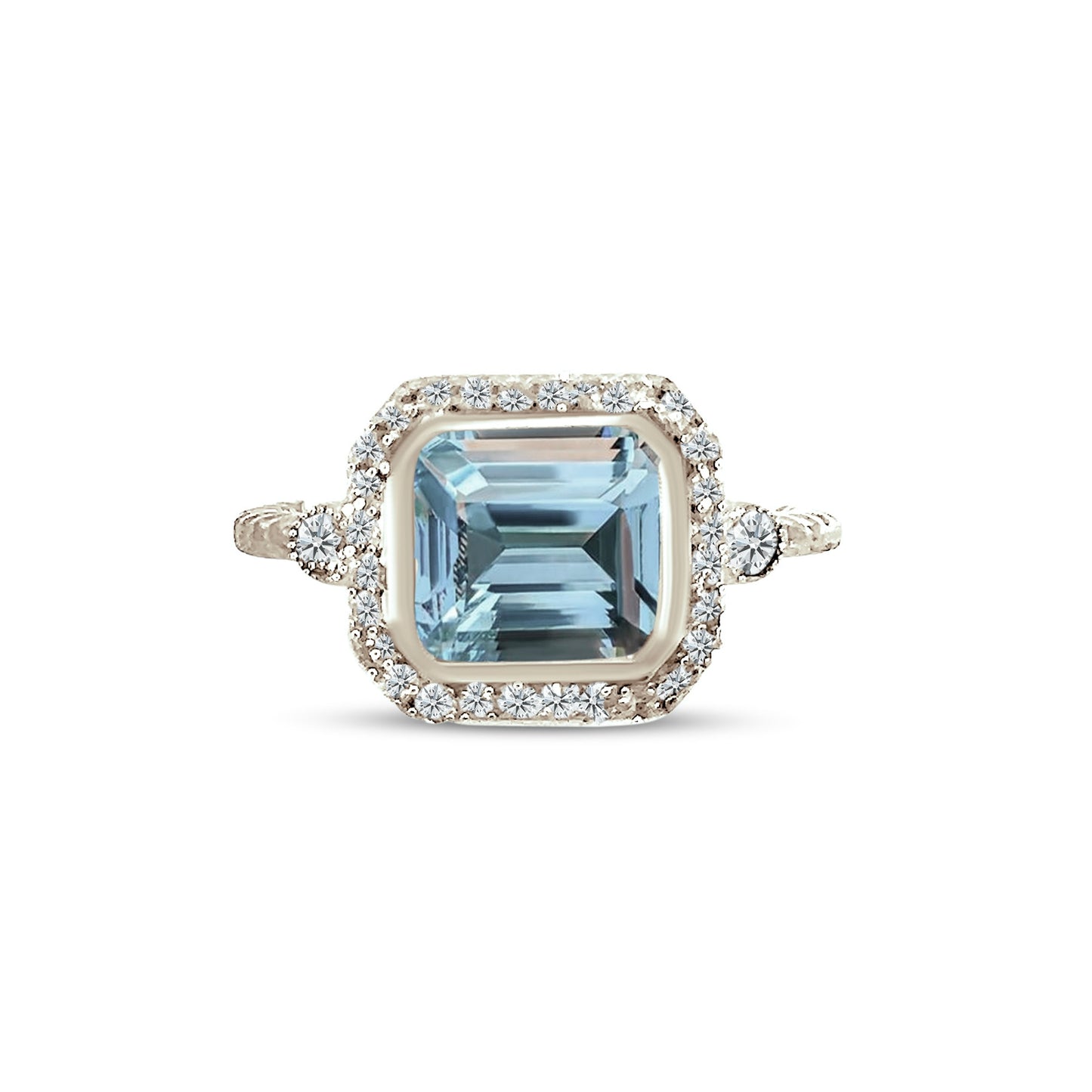 Natural Aquamarine Diamond Ring 6.5 14k White Gold 3.05 TCW Certified $3,950 310652