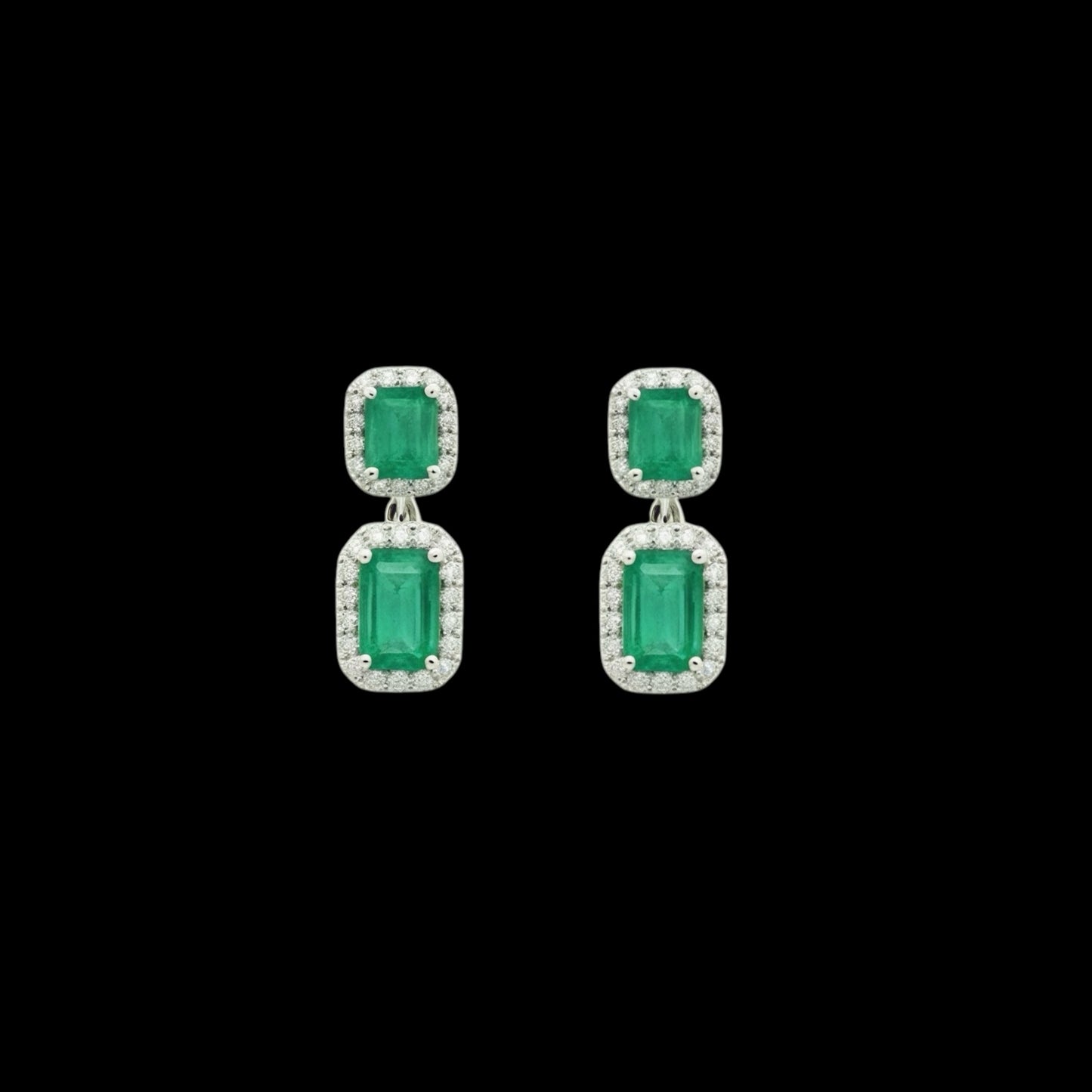 Natural Emerald Diamond Earrings 14k Gold 3.48 TCW Certified $7,950 310551