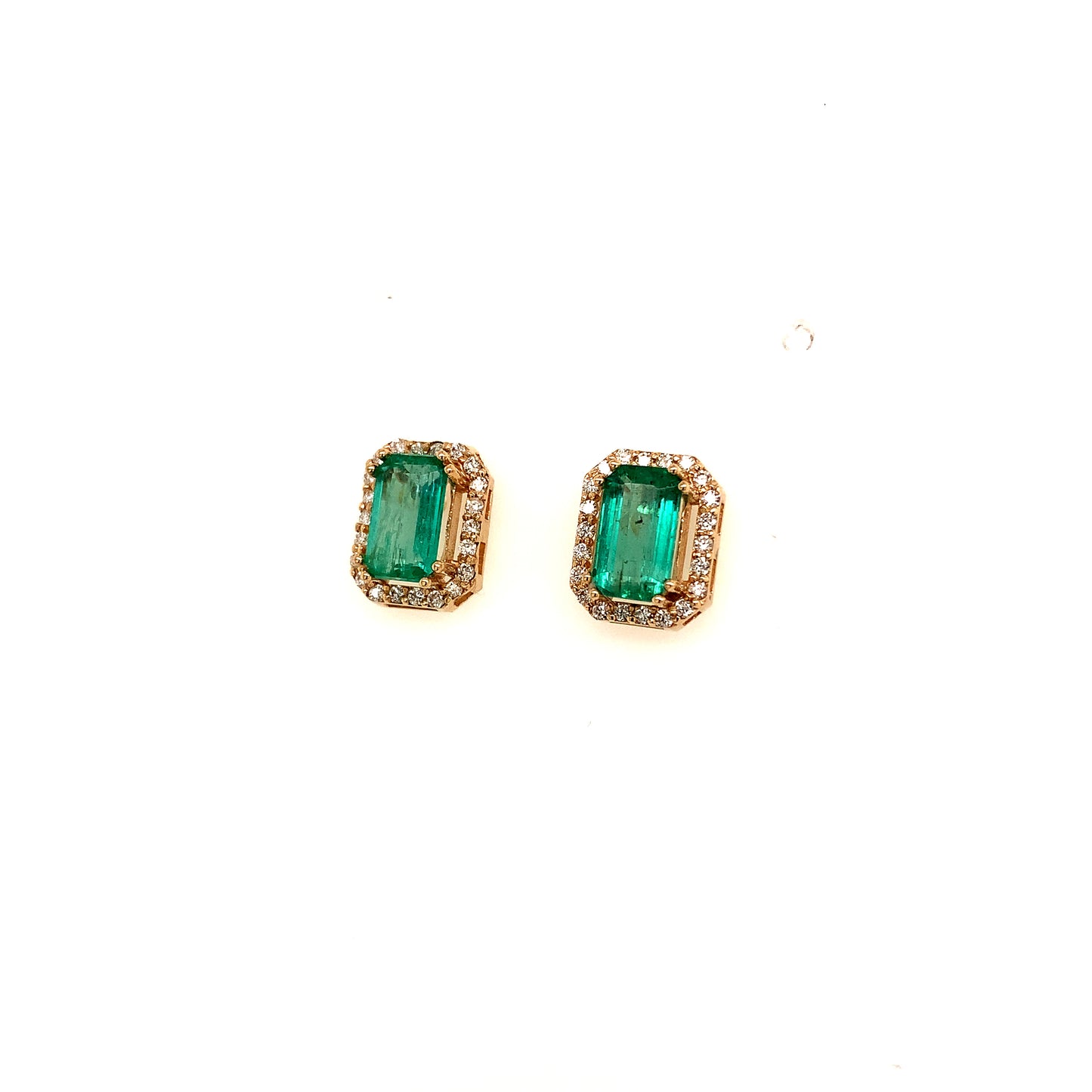 Natural Emerald Diamond Stud Earrings 14k Y Gold 1.85 TCW Certified $3,950 111884 - Certified Fine Jewelry