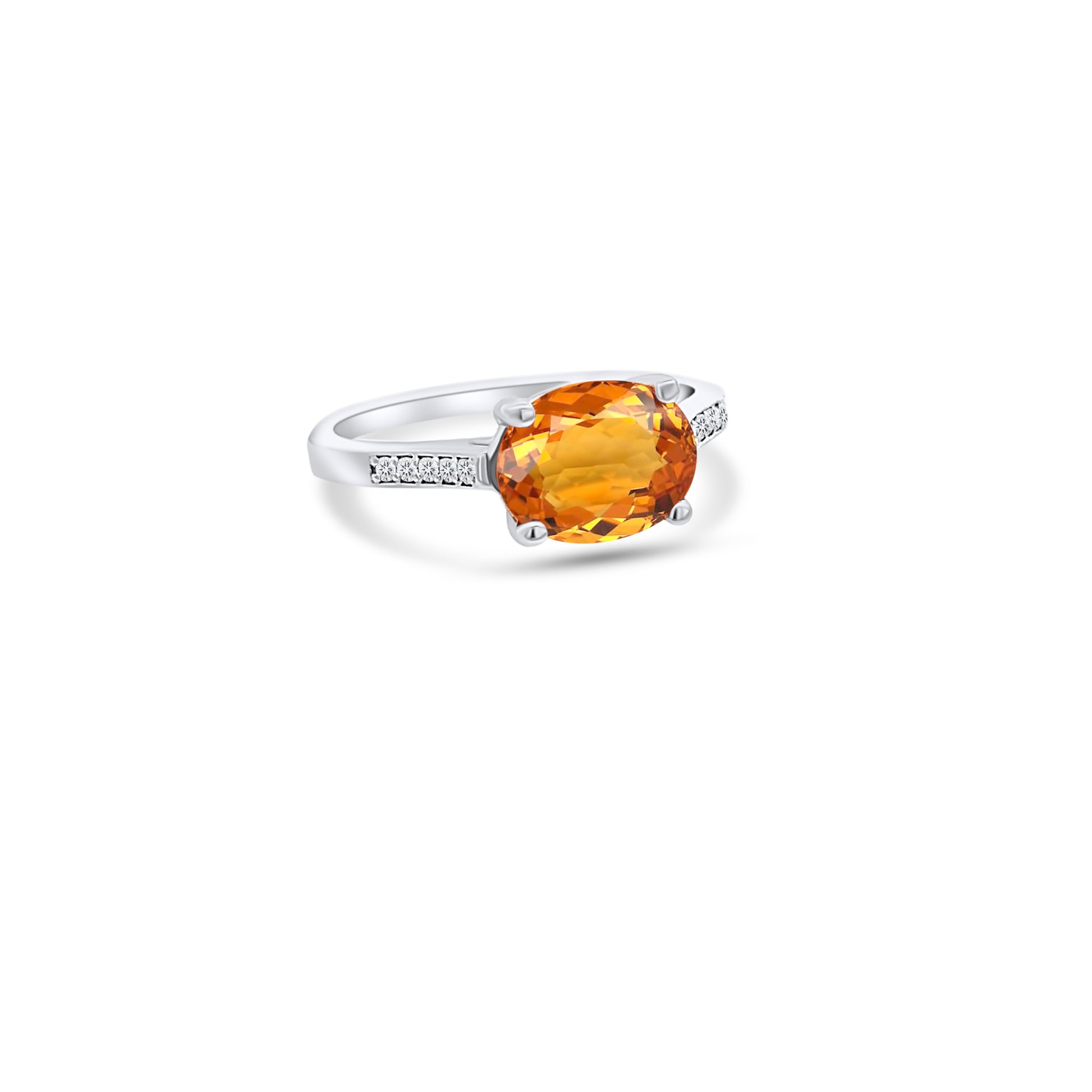 Natural Orange Sapphire Diamond Ring 6.75 14k W Gold 2.6 TCW Certified $4,950 310584