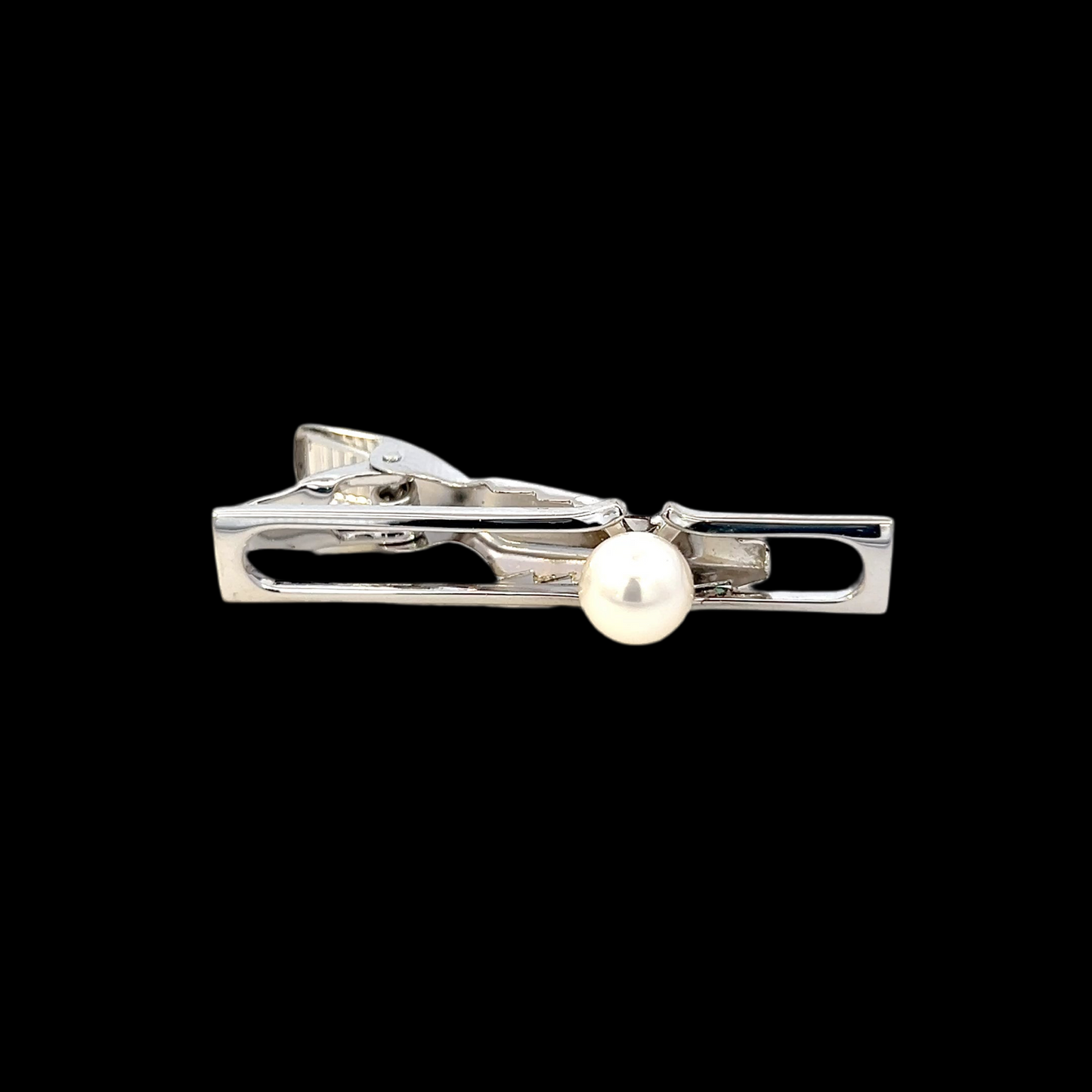 Mikimoto Estate Akoya Pearl Mens Tie Clip 7 mm Silver M413